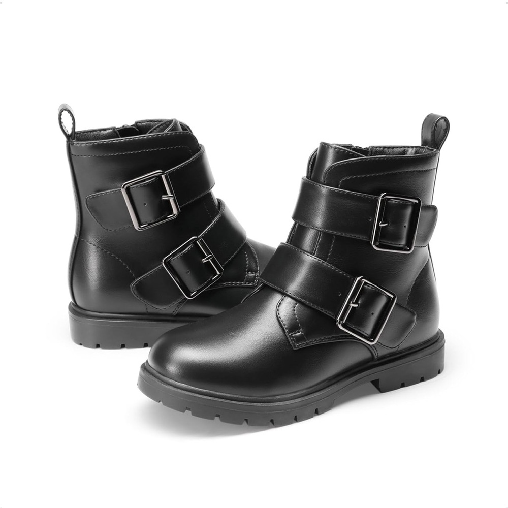 Black Buckle Ankle Boots - Girls Sz 1
